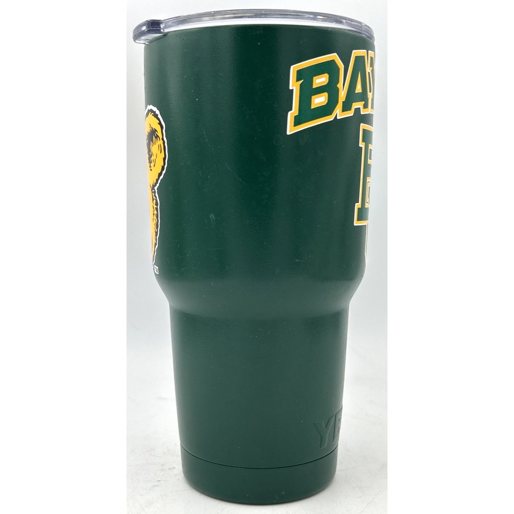 Yeti Tumbler Baylor stickers 30 oz Stainless Steel Cup GREEN With Lid - Picture 4 of 7
